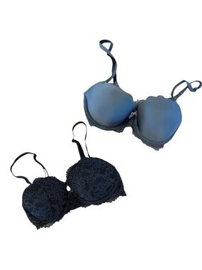 2x 32C Victoria’s Secret Dream Angels Lightly Lined Demi Bra - gray, black lace